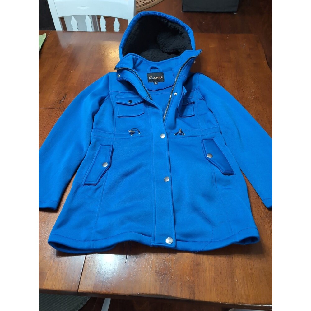 BIG CHILL ROYAL BLUE  drawstring-waist sherpa HOODED ANORAK WOMENS size MEDIUM